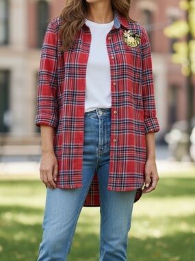 Vintage BackPacker 100% cotton 90’s Women’s Patch Flannel Size Large
